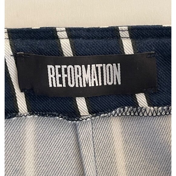 Reformation Trouser Pants Stretch Stripped Cropped Leg Size 10 - Picture 8 of 14